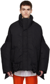 Feng Chen Wang Black Embossed Down Jacket In Black