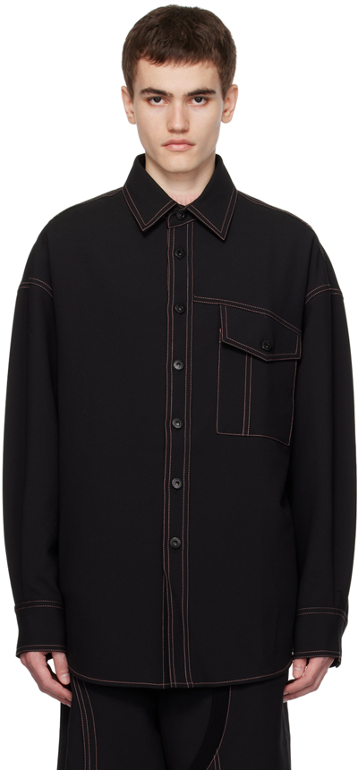 Feng Chen Wang Black Contrast Stitching Shirt