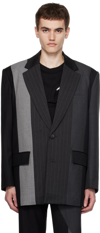 FENG CHEN WANG BLACK & GRAY MULTI PANELED BLAZER