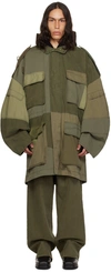 We11 Done Green Paneled Jacket In Khaki