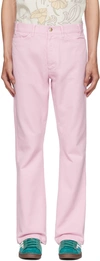 STOCKHOLM SURFBOARD CLUB PINK EMBROIDERED JEANS