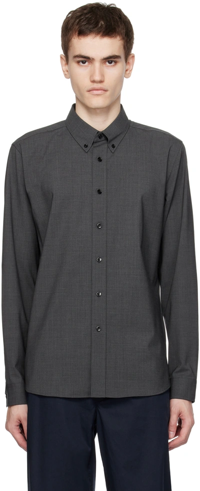 Theory Grey Hugh Shirt In Medium Charcoal