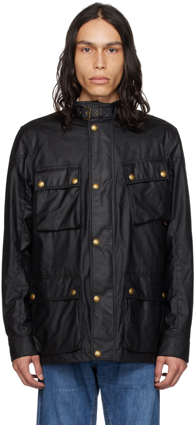 Belstaff Fieldmaster Single-breasted Waxed Jacket In Black