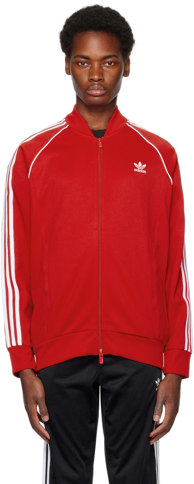 Adidas Originals Adidas Men's Adicolor Classics Sst Slim-fit 3-stripes Track Jacket In Vivid Red/white