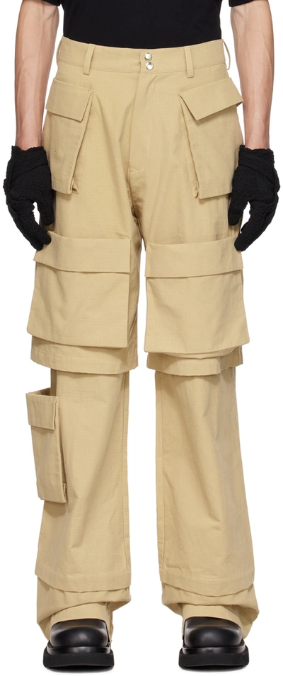 Spencer Badu Beige Layered Cargo Pants