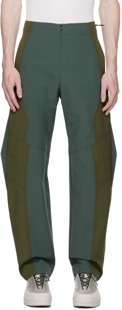 Uncertain Factor Khaki Guard Trousers In Aqua & Cement