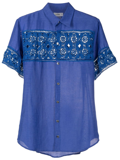 Amir Slama Crochet-panel Short-sleeved Shirt In Blue