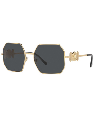 Versace Dark Gray Irregular Ladies Sunglasses Ve2248 100287 58 In Gold
