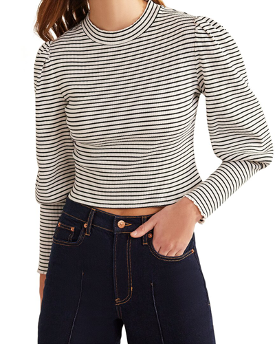 Boden Sleeve Detail Ribbed Top In Black