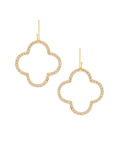 Rivka Friedman 18k Plated Cz Clover Earrings In Gold