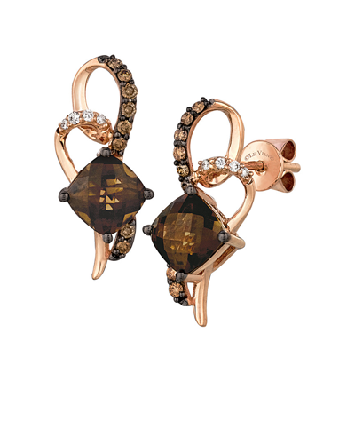 Le Vian 14k Rose Gold 1.79 Ct. Tw. Diamond & Smoky Quartz Earrings