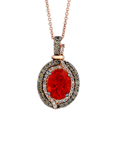 Le Vian 14k Rose Gold 1.39 Ct. Tw. Diamond & Fire Opal Necklace