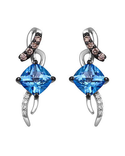 Le Vian 14k 1.75 Ct. Tw. Diamond & Signity Blue Topaz Earrings