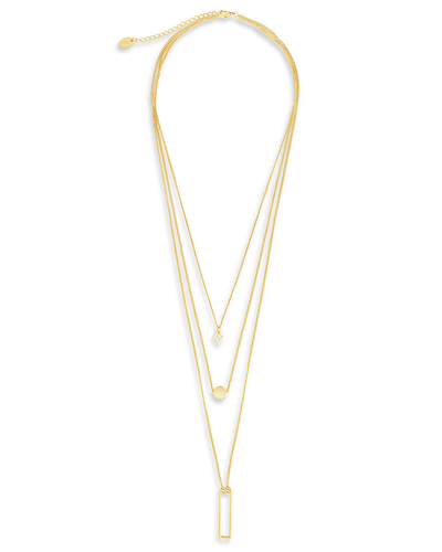 Sterling Forever 14k Plated Geometric Multi Layer Necklace In White