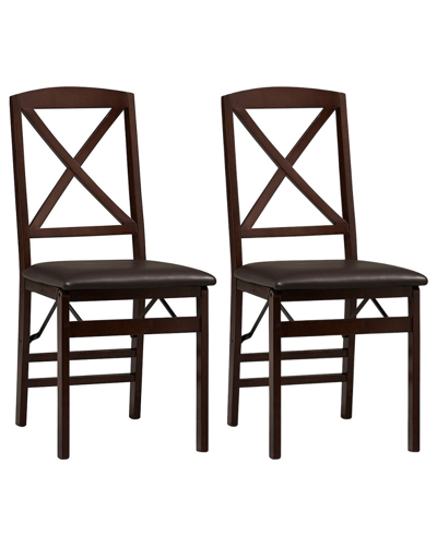 Linon Furniture Linon Set Of 2 Triena X Back Folding Chairs