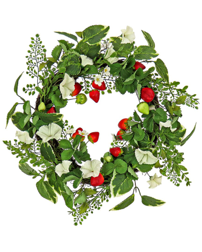 National Tree Company 22in Petunia And Strawberry Wreath In White