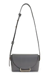 Allsaints Womens Slate Grey Francine Branded-hardware Leather Crossbody Bag