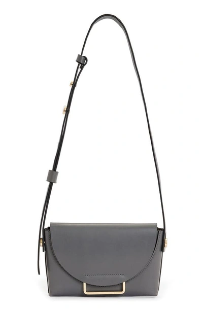 Allsaints Womens Slate Grey Francine Branded-hardware Leather Crossbody Bag