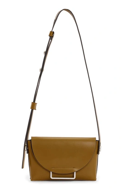 Allsaints Leather Francine Cross-body Bag In Bronza Green/silver