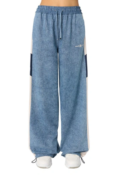 Amiri Side-stripe Chambray Pull-on Track Pants In Light Blue