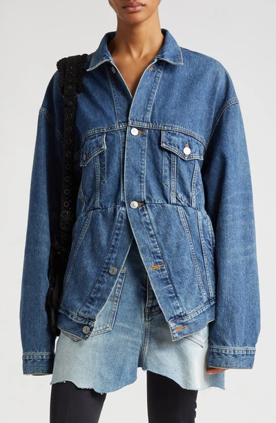 Balenciaga Swing Denim Jacket In Blue Couture