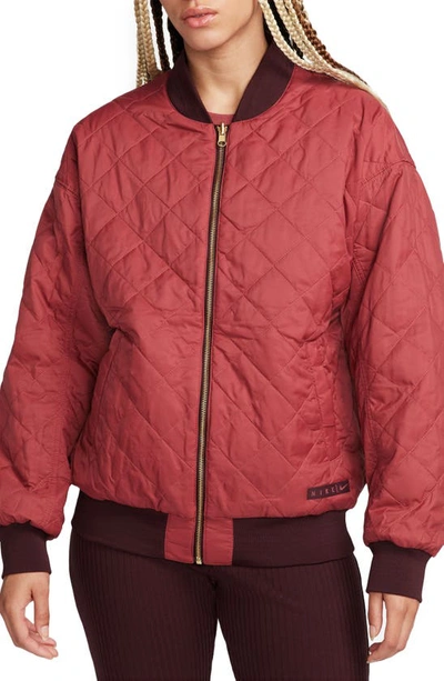 Nike Sportswear Reversible Bomber Jacket In Burgundy Crush/cedar