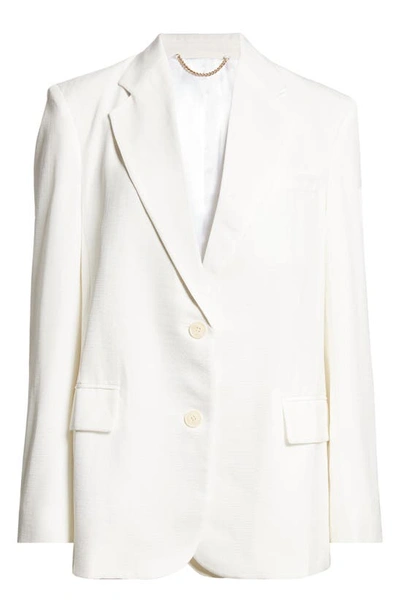 Victoria Beckham Asymmetric Double-layered Blazer In White