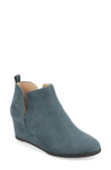 Journee Collection Mylee Perforated Wedge Bootie In Blue
