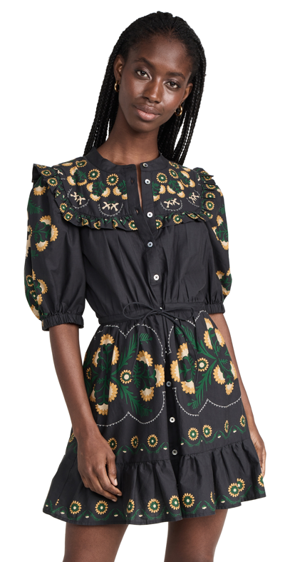 Sea Perle Print Puff Sleeve Dress In Black