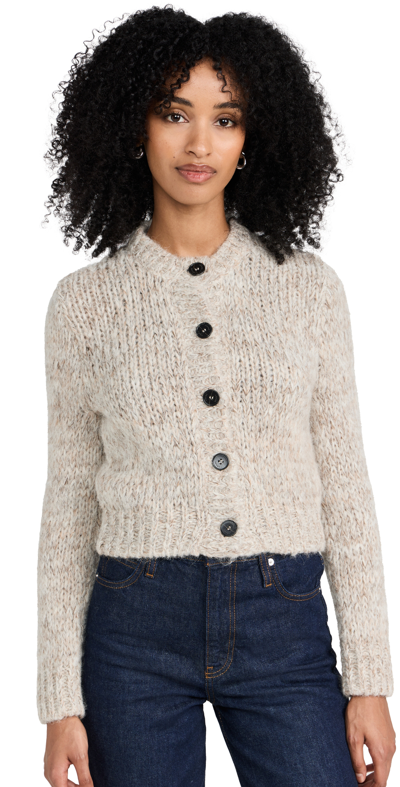 Frame Marl Alpaca-blend Cardigan In Oatmeal Heather Multi