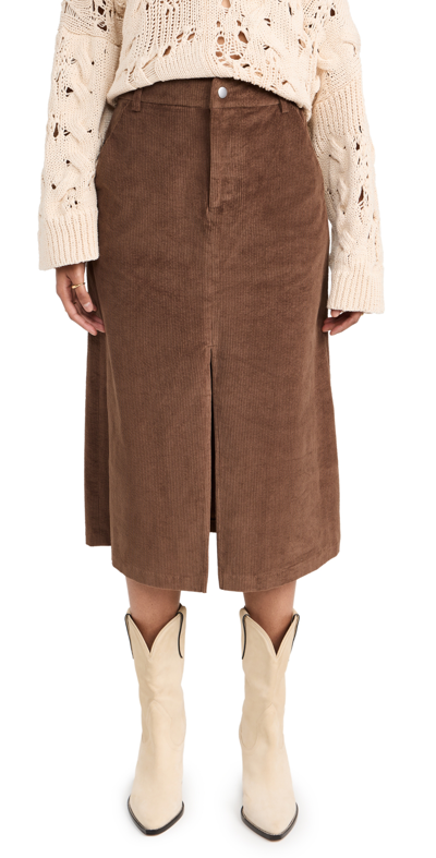 Sea Women's Cooper Corduroy Cotton-blend Midi-skirt In Brown