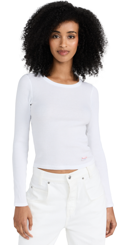 Alexander Wang Long-sleeve Tee In Ribbed Cotton In White
