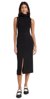 Theory Funnel-neck Admiral Crepe Sleeveless Midi Dress In Blk