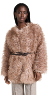 Sea Fifi Faux Fur Jacket In Camel