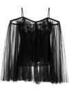 ALEXANDER WANG LACE-EMBROIDERED CHARMEUSE TUNIC TOP