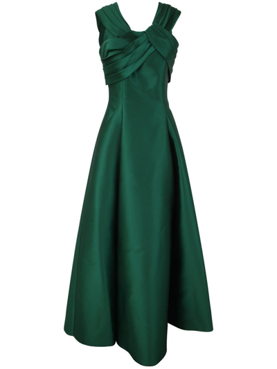 Alberta Ferretti Down Shoulders Long Dress In Green