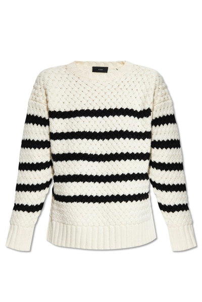 Alanui Stripe Detailed Knit Sweater In White Black