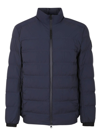 Woolrich High Neck Padded Jacket In Melton Blue