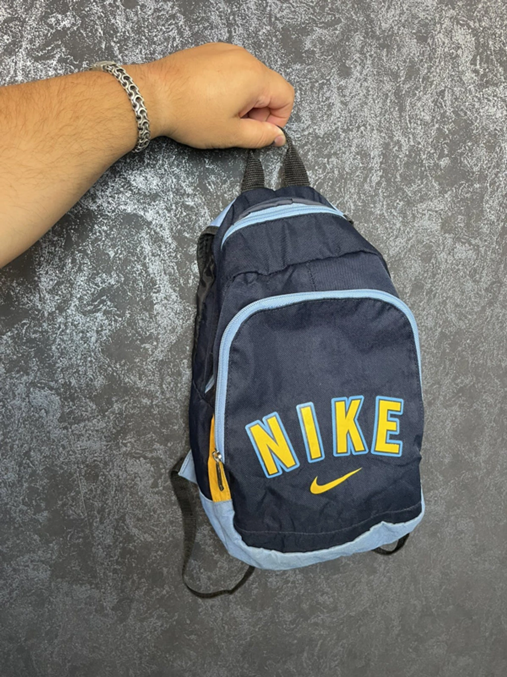 Nike X Vintage Nike Big Logo Mini Backpack Bag Y2k In Blue Navy