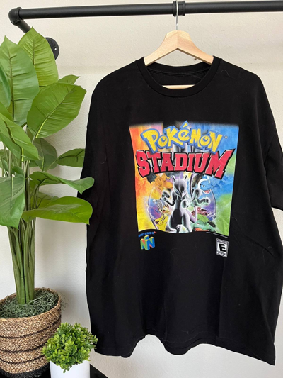 Pre-owned Movie X Pokemon Vintage Style Pokémon Stadium Bootleg T Shirt In Black