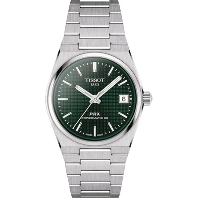 Pre-owned Tissot Prx Powermatic 80 Green Dial 35mm Steel Unisex Watch T1372071109100