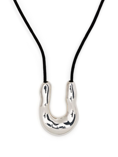 Agmes Wishbone Statement-pendant Necklace In Silver