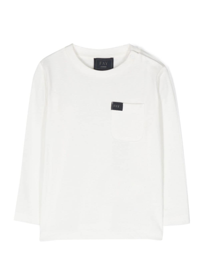 Fay Babies' Long-sleeved Cotton T-shirt In White