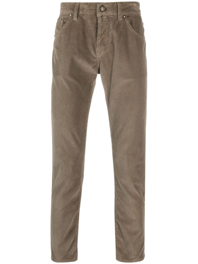 Jacob Cohen Bard Cotton-blend Corduroy Slim-leg Trousers In Gris