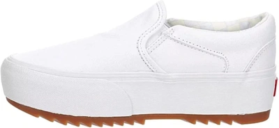 Pre-owned Vans Unisex Asher Platform Sneaker - Slip On Style - Canvas White