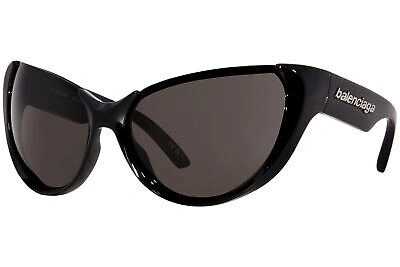 Balenciaga Bb0201s 001 Sunglasses Women's Black/grey Lenses Cat Eye Shape 65-mm In Gray