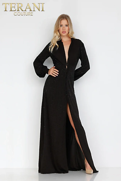 Pre-owned Terani Couture 1812e6274 Evening Dress Lowest Price Guarantee Authentic In Black