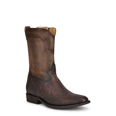 Pre-owned Corral Boots Corral Men's Embroidered Lizard Teju Brown Western Boots C3887