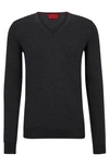 Hugo Boss Slim-fit V-neck Sweater In Virgin Wool In Black