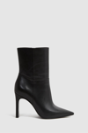 Reiss Vanessa - Black Leather Heeled Ankle Boots, Uk 6 Eu 39